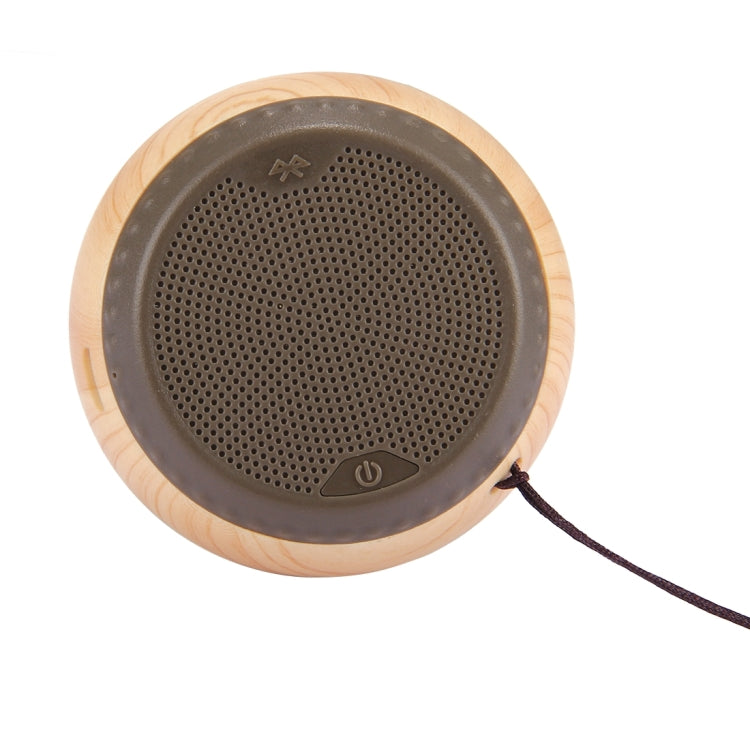 A14 Mini Portable Drum Shaped Wood Texture Bluetooth Stereo Speaker with Lanyard, Bluetooth Distance: 10m(Brown)