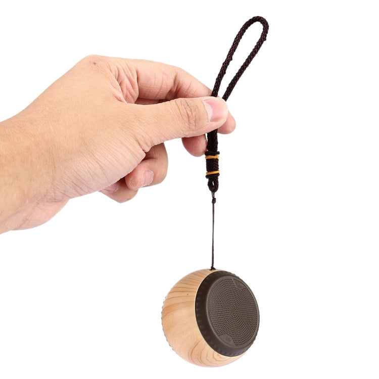 A14 Mini Portable Drum Shaped Wood Texture Bluetooth Stereo Speaker with Lanyard, Bluetooth Distance: 10m(Brown)