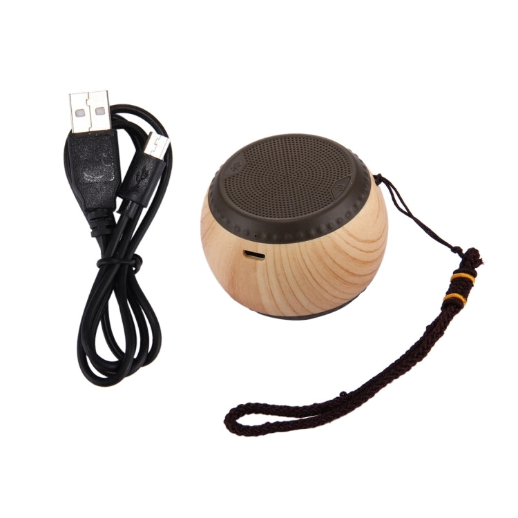 A14 Mini Portable Drum Shaped Wood Texture Bluetooth Stereo Speaker with Lanyard, Bluetooth Distance: 10m(Brown)