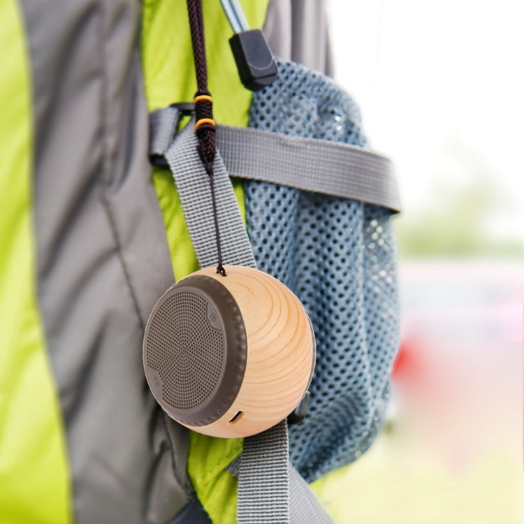 A14 Mini Portable Drum Shaped Wood Texture Bluetooth Stereo Speaker with Lanyard, Bluetooth Distance: 10m(Brown)