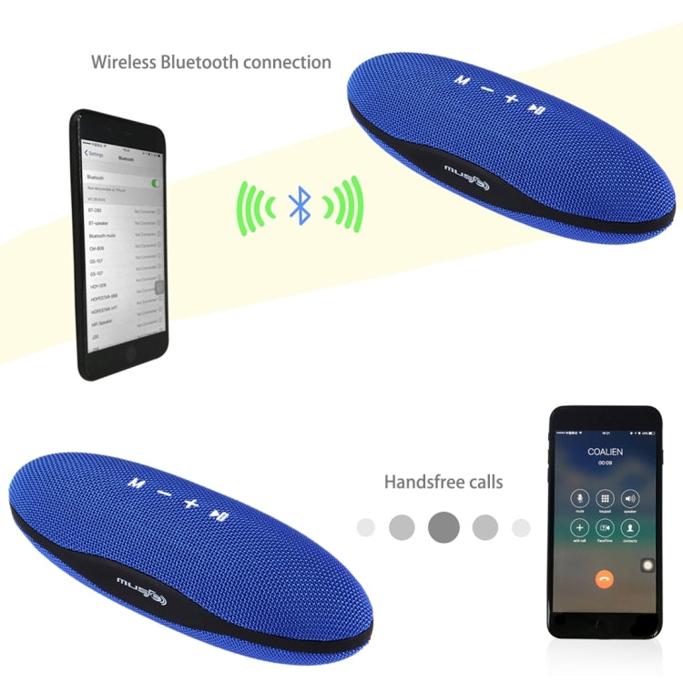 XC-Z6 Portable Oval Shaped Fabric Design Bluetooth Stereo Speaker, with Built-in MIC, Support Hands-free Calls & TF Card & AUX IN & FM, Bluetooth Distance: 10m