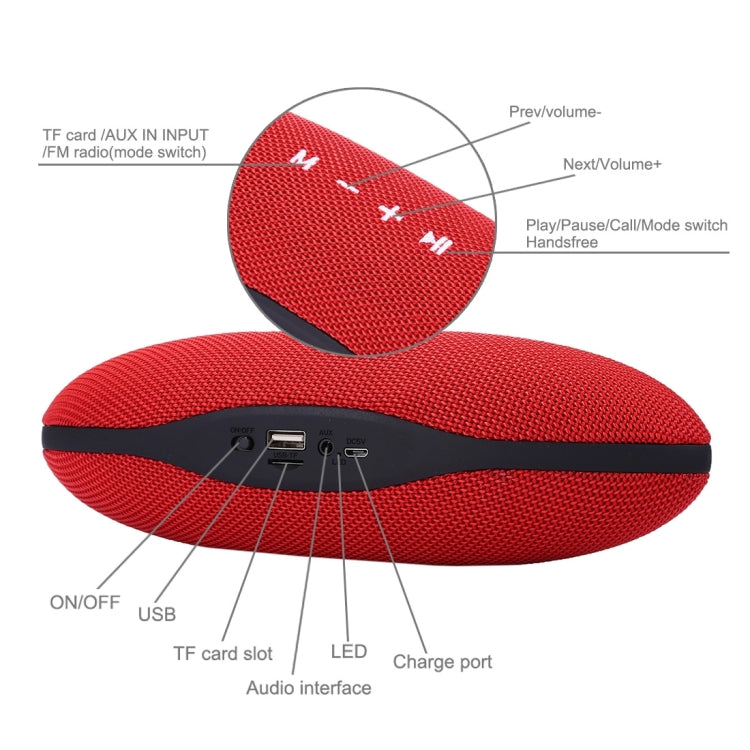 XC-Z6 Portable Oval Shaped Fabric Design Bluetooth Stereo Speaker, with Built-in MIC, Support Hands-free Calls & TF Card & AUX IN & FM, Bluetooth Distance: 10m