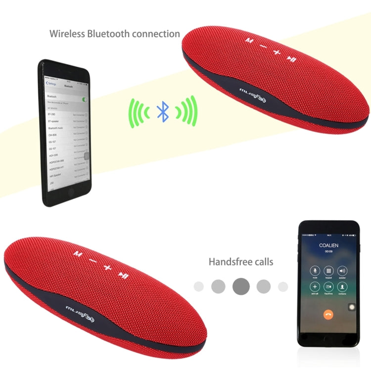 XC-Z6 Portable Oval Shaped Fabric Design Bluetooth Stereo Speaker, with Built-in MIC, Support Hands-free Calls & TF Card & AUX IN & FM, Bluetooth Distance: 10m