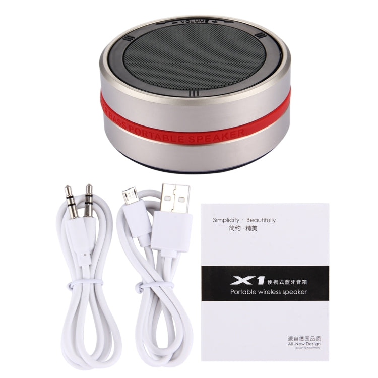 X1 Portable Round Shaped Bluetooth Stereo Speaker, with Built-in MIC, Support 360 Degree Spining Volume Control &Hands-free Calls & TF Card & AUX IN, Bluetooth Distance: 10m