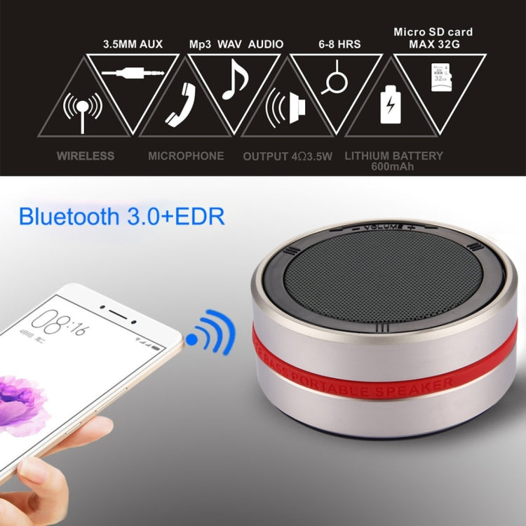 X1 Portable Round Shaped Bluetooth Stereo Speaker, with Built-in MIC, Support 360 Degree Spining Volume Control &Hands-free Calls & TF Card & AUX IN, Bluetooth Distance: 10m