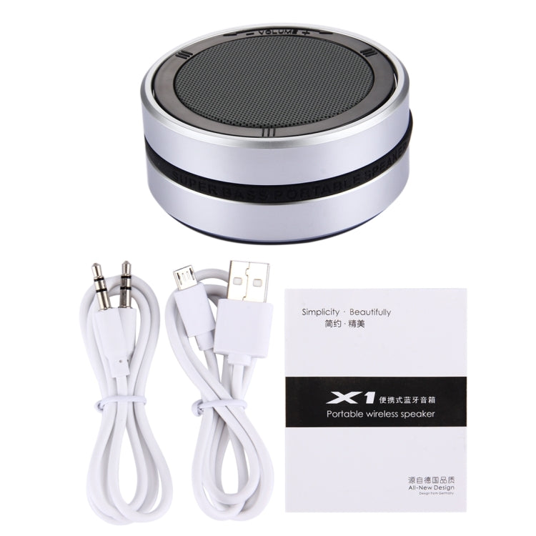 X1 Portable Round Shaped Bluetooth Stereo Speaker, with Built-in MIC, Support 360 Degree Spining Volume Control &Hands-free Calls & TF Card & AUX IN, Bluetooth Distance: 10m