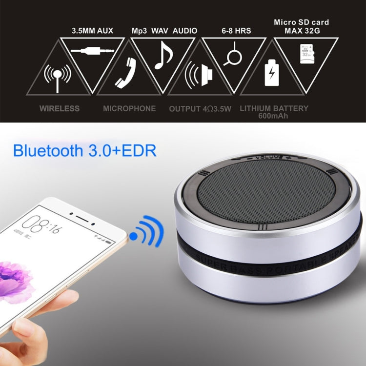 X1 Portable Round Shaped Bluetooth Stereo Speaker, with Built-in MIC, Support 360 Degree Spining Volume Control &Hands-free Calls & TF Card & AUX IN, Bluetooth Distance: 10m