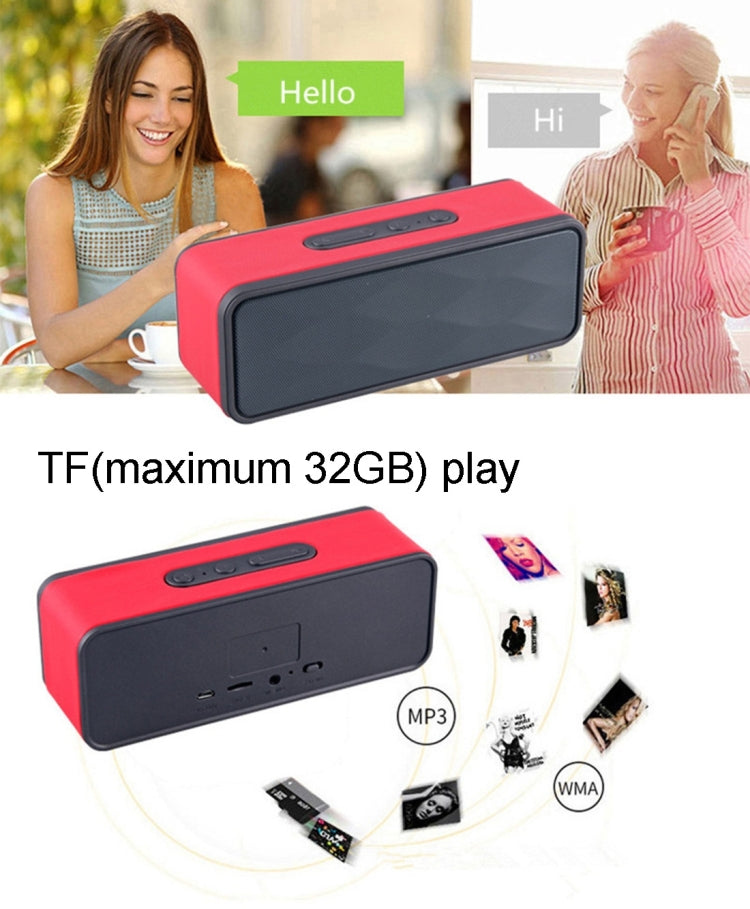 GS805 Portable PV Paste Skin Bluetooth Stereo Speaker, with Built-in MIC, Support Hands-free Calls & TF Card & AUX IN, Bluetooth Distance: 10m(Red)