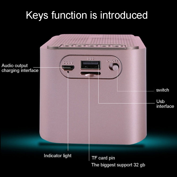X16 Portable Bluetooth Stereo Speaker, Support Hands-free & TF Card & AUX IN & FM & Alarm, Bluetooth Distance: 10m