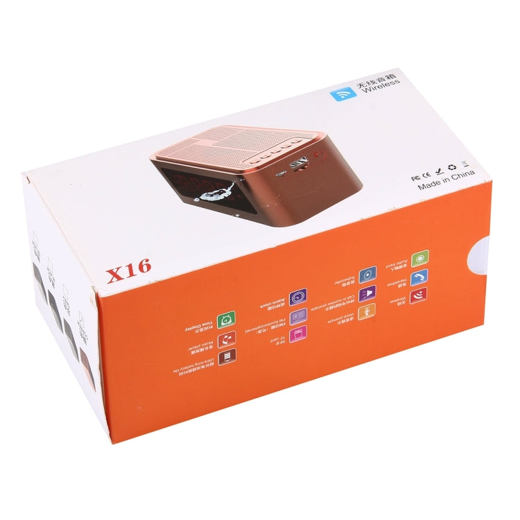 X16 Portable Bluetooth Stereo Speaker, Support Hands-free & TF Card & AUX IN & FM & Alarm, Bluetooth Distance: 10m