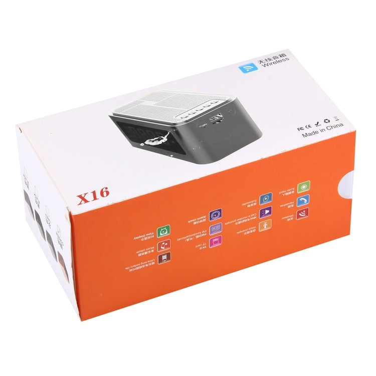 X16 Portable Bluetooth Stereo Speaker, Support Hands-free & TF Card & AUX IN & FM & Alarm, Bluetooth Distance: 10m