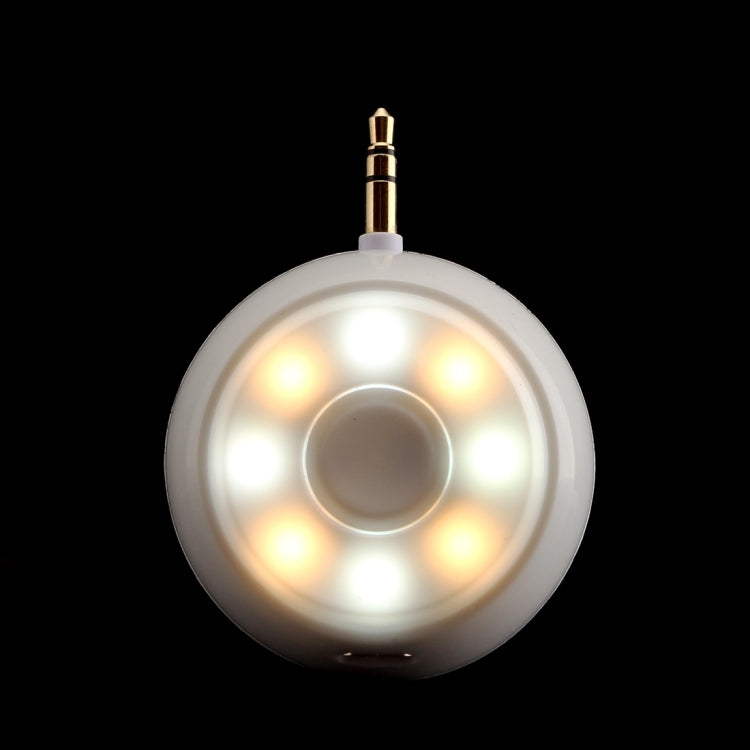 2 in 1 Mini Stereo Speaker + 8 LEDs Mini Night Using Selfie Flash Light with 3.5mm Audio Plug, For iPhone & iPad & Samsung & HTC & Sony & LG & Huawei & Xiaomi(White)