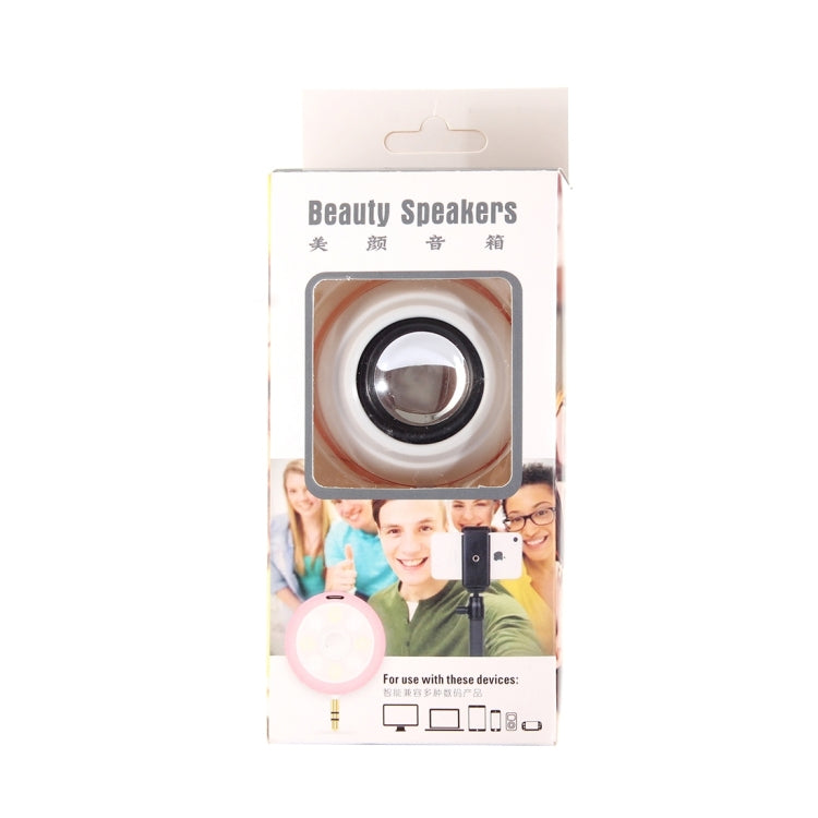 2 in 1 Mini Stereo Speaker + 8 LEDs Mini Night Using Selfie Flash Light with 3.5mm Audio Plug, For iPhone & iPad & Samsung & HTC & Sony & LG & Huawei & Xiaomi(White)