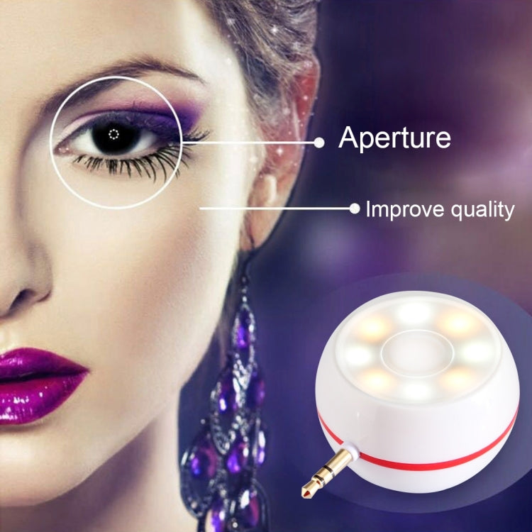 2 in 1 Mini Stereo Speaker + 8 LEDs Mini Night Using Selfie Flash Light with 3.5mm Audio Plug, For iPhone & iPad & Samsung & HTC & Sony & LG & Huawei & Xiaomi(White)