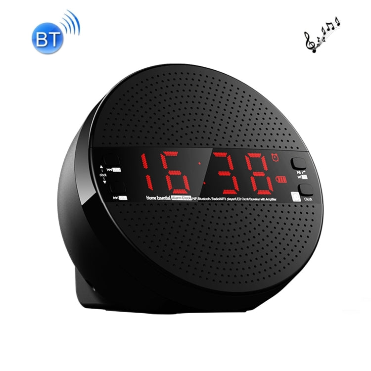 Multifunctional Mini Card Music Playback Bluetooth Speaker , with LCD Display, Support Time & Alarm Clock & TF Card & U-disk & Audio Out & FM Function(Black)