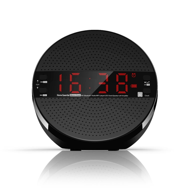 Multifunctional Mini Card Music Playback Bluetooth Speaker , with LCD Display, Support Time & Alarm Clock & TF Card & U-disk & Audio Out & FM Function(Black)