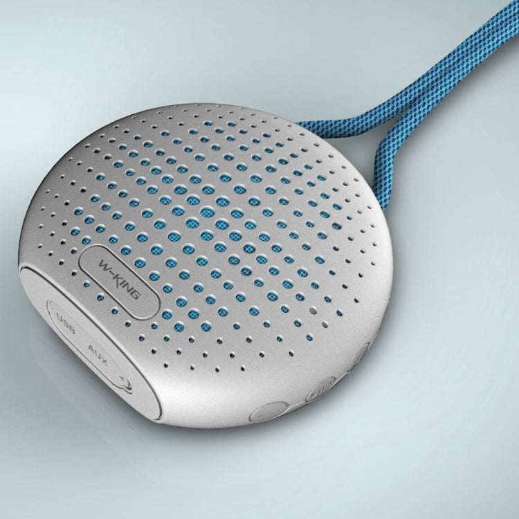 W-KING S4 Button Shape Design Portable Waterproof Bluetooth 4.1 Stereo Speaker, with Built-in MIC & Lanyard, Support Hands-free & Aux-in & TF Card & FM & MP3, Bluetooth Distance: 10m(Blue)