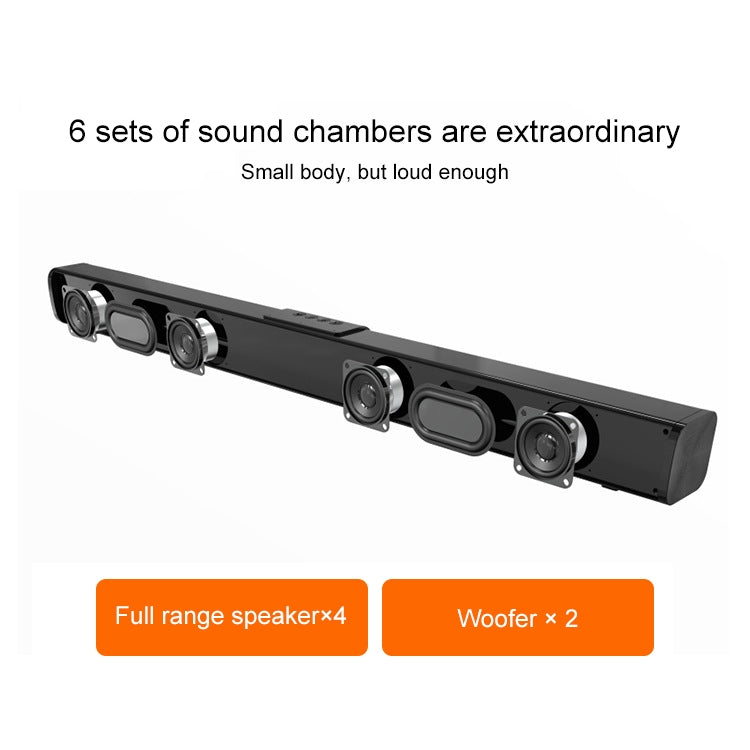 D01 20W Bar Shape Wireless Home Theater Bluetooth Speaker Soundbar, Support TF Card / U Disk / AUX(Black)