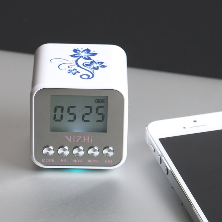 NiZHi TT-032A Multifunctional Card Music Playback Speaker, with LCD Display & Color Light, Support TF Card & AUX Line In and Out & FM & Alarm Clock and Display Time Function
