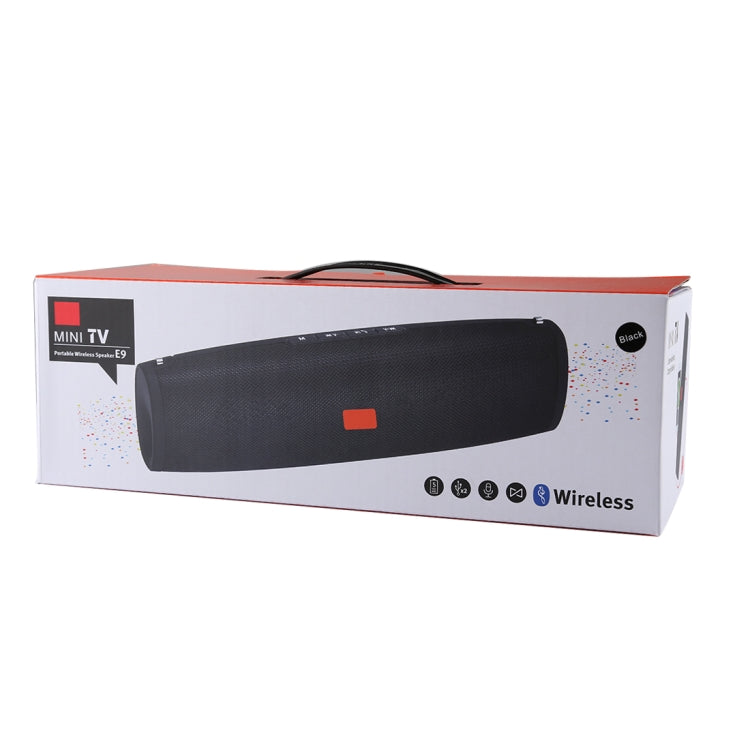 E9 Portable Waterproof Stereo Music Wireless Sports Bluetooth Speaker Mini TV with Strap, Built-in MIC, Support Hands-free Calls & TF Card & AUX Audio, Bluetooth Distance: 10m (Black)