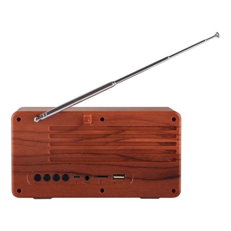 New Ri Xing NR-3013 Portable Wood Texture Retro FM Radio Wireless Bluetooth Stereo Speaker with Antenna, For Mobile Phones / Tablets / Laptops, Support Hands-free Call & TF Card & AUX Input & USB Drive Slot, Bluetooth Distance: 10m