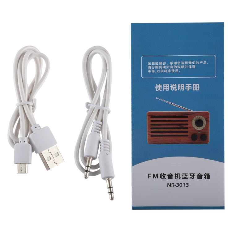 New Ri Xing NR-3013 Portable Wood Texture Retro FM Radio Wireless Bluetooth Stereo Speaker with Antenna, For Mobile Phones / Tablets / Laptops, Support Hands-free Call & TF Card & AUX Input & USB Drive Slot, Bluetooth Distance: 10m
