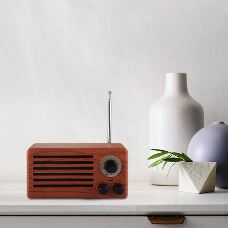 New Ri Xing NR-3013 Portable Wood Texture Retro FM Radio Wireless Bluetooth Stereo Speaker with Antenna, For Mobile Phones / Tablets / Laptops, Support Hands-free Call & TF Card & AUX Input & USB Drive Slot, Bluetooth Distance: 10m