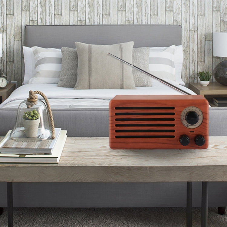 New Ri Xing NR-3013 Portable Wood Texture Retro FM Radio Wireless Bluetooth Stereo Speaker with Antenna, For Mobile Phones / Tablets / Laptops, Support Hands-free Call & TF Card & AUX Input & USB Drive Slot, Bluetooth Distance: 10m
