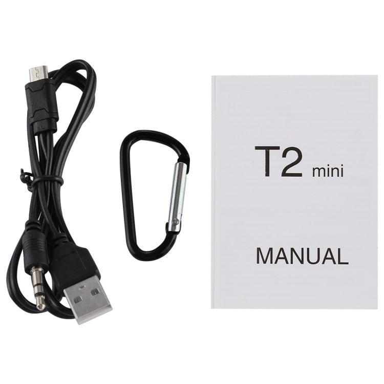 T2 mini Portable Water Resistant Wireless Bluetooth V4.1+EDR Stereo Speaker with Hook, For Mobile Phones / Tablets / Laptops, Built-in Microphone, Support TF Card & FM Tuner, Bluetooth Distance: 10m