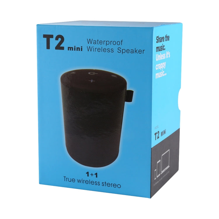 T2 mini Portable Water Resistant Wireless Bluetooth V4.1+EDR Stereo Speaker with Hook, For Mobile Phones / Tablets / Laptops, Built-in Microphone, Support TF Card & FM Tuner, Bluetooth Distance: 10m