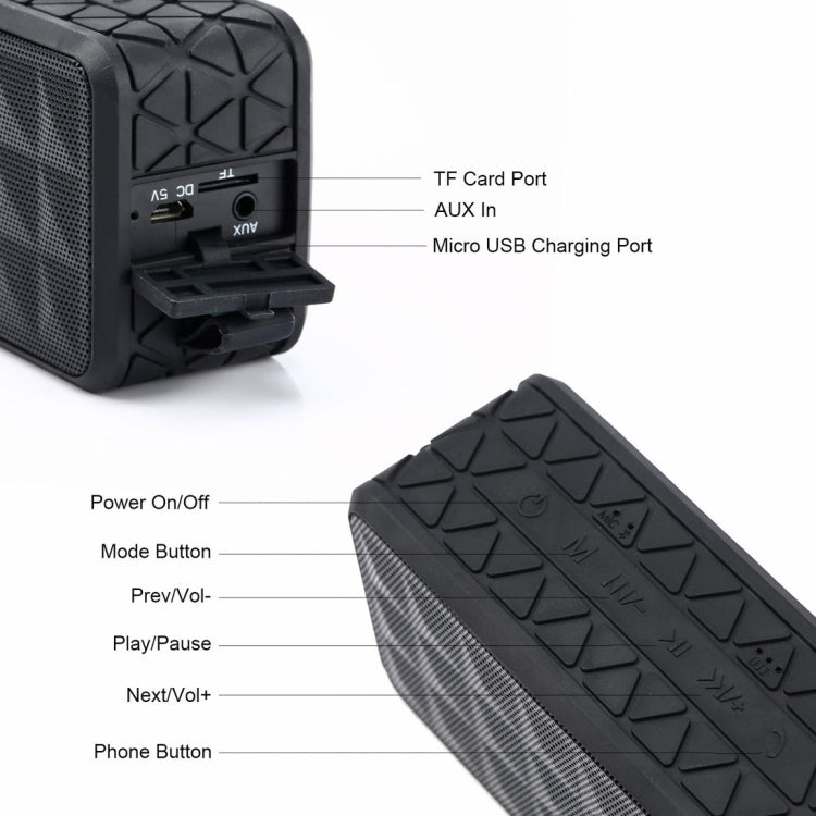 Z18 3ATM Waterproof Bluetooth Speaker with Hanging Hook, Support Hands-free Calls & TF Card & AUX(Black)