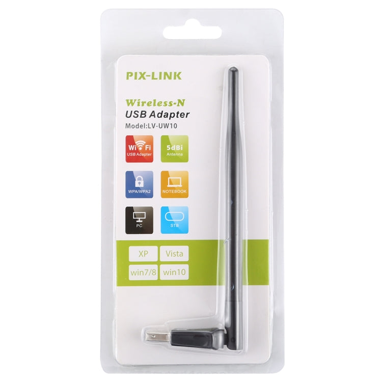 LV-UW10-5db USB 2.0 150Mbps 2.4GHz WiFi Wireless Adapter + Antenna