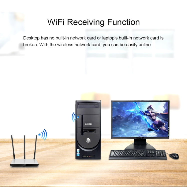 LV-UW02RK-2DB USB 2.0 150Mbps 2.4GHz WiFi Wireless Adapter + Antenna