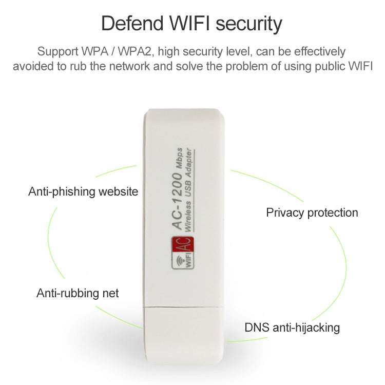 AC1200M 1200Mbps 2.4G/5G USB 3.0 WiFi Adapter External Network Card