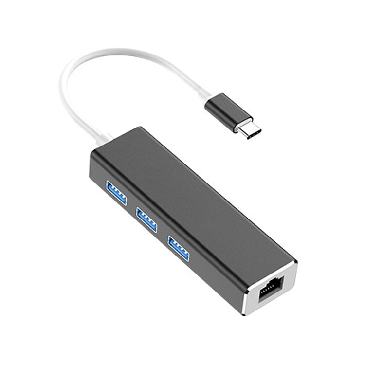USB-C / Type-C to Gigabit Ethernet RJ45 & 3 x USB 3.0 Adapter Converter HUB, Computer External Tablet Phone Universal