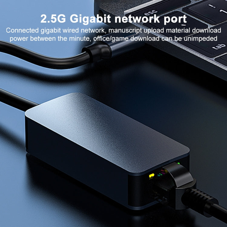 Type-C To 2500Mbps RJ45 Network Card Ethernet Adapter  - Grey