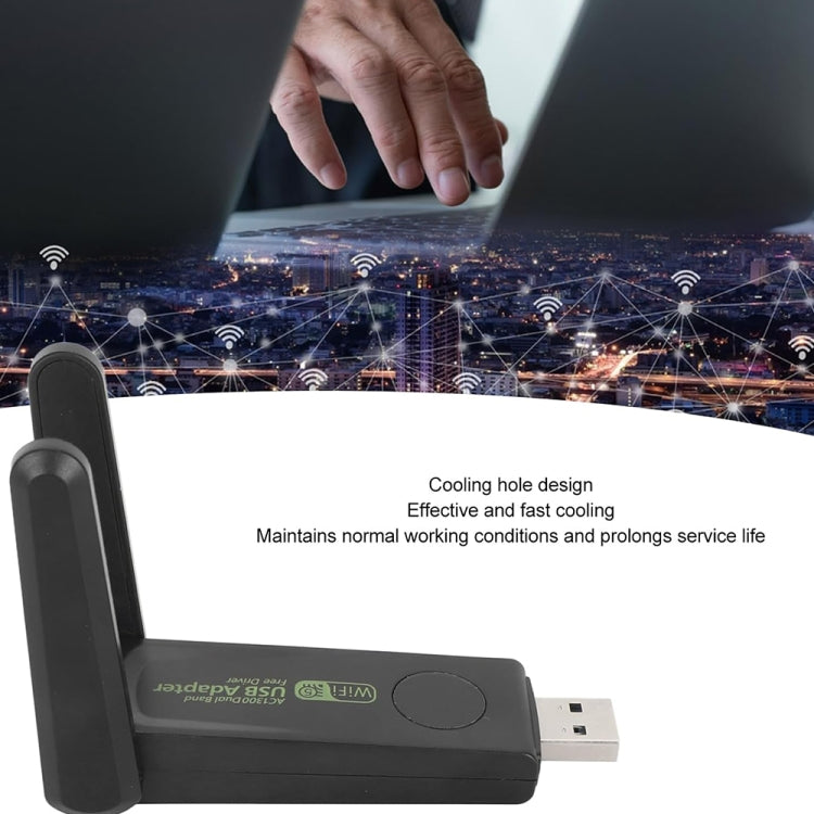1516 Driverless Wireless Network Card Gigabit Dual Band 5G 150Mbps Computer USB Network Card  - Black