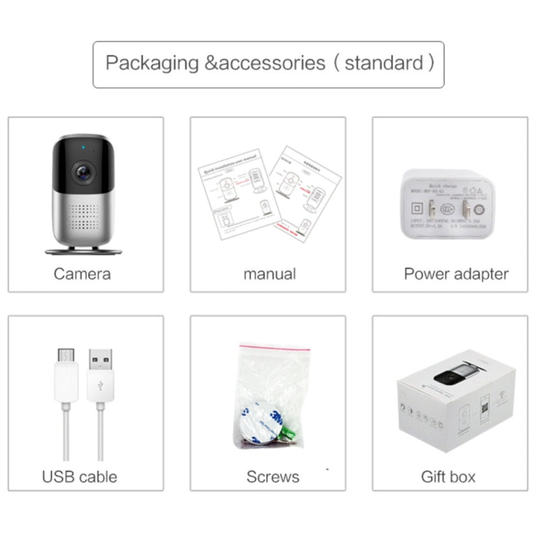 EC19 5V 1A 1080P 90 Degree Wide Angle Lens Smart WIFI Monitor Camera, Support Night Vision & TF Card Expansion Storage