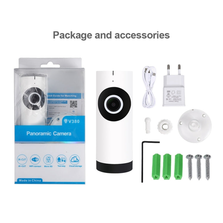 FV-A1801-720P 1.0MP 720P HD 180 Degrees Wide Angle WiFi Security IP Camera, Support Infrared Night Vision / Motion Detection / TF Card, EU Plug