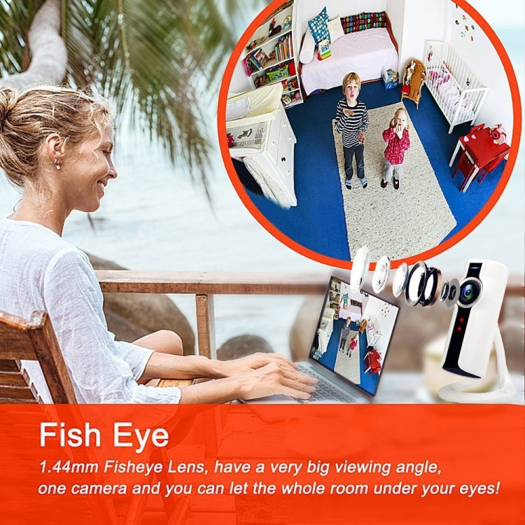 FV-A1802-720P 1.0MP 720P HD 180 Degrees Wide Angle WiFi Security IP Camera, Support Motion Detection / TF Card, EU Plug