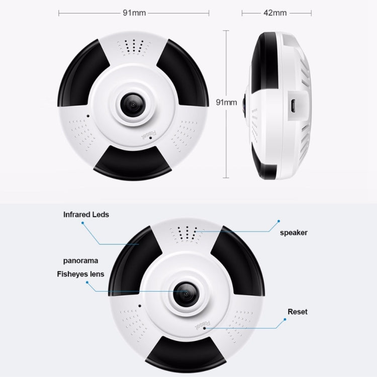 FV-G3604Y-1080PH 2.0MP 1080P HD 360 Degrees Wide Angle WiFi Security IP Camera, Support Infrared Night Vision / Motion Detection / TF Card, EU Plug