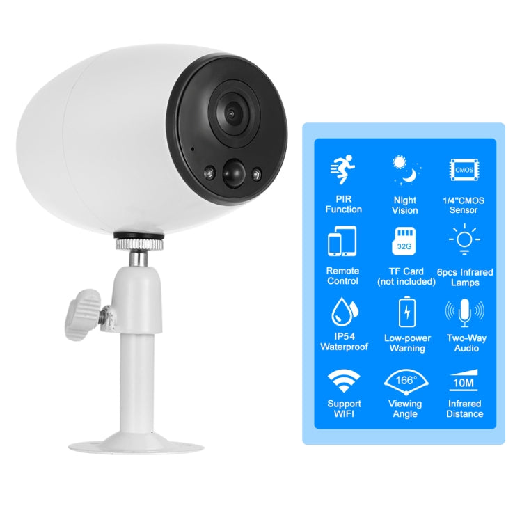 VESAFE VS-DC01 Security HD 720P Two-Way Audio Wireless Wifi IP Camera, Support Night Vision & PIR Detection & TF Card, IP54 Waterproof(White)