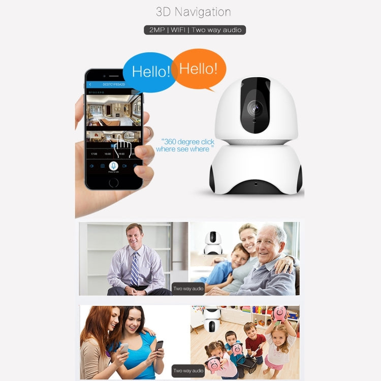 EC30 3D Navigation Internet Network HD 2.0MP Video Camera, Support IR Night Vision & TF Card & Audio Input / Output(White)