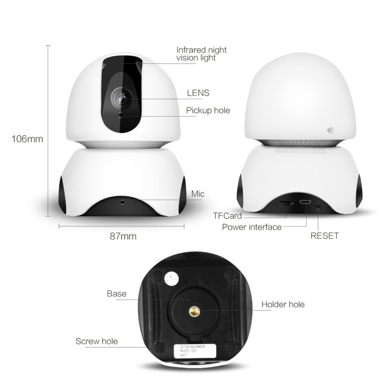 EC30 3D Navigation Internet Network HD 2.0MP Video Camera, Support IR Night Vision & TF Card & Audio Input / Output(White)