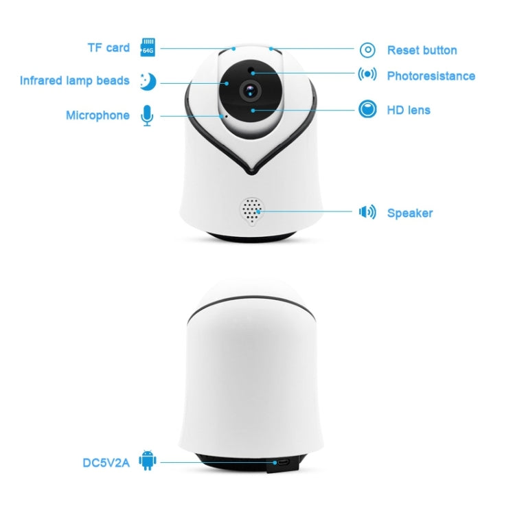 Y10C Smart 1080P 2.0MP Security WiFi Video Camera, Support Monitor Detection & IR Night Vision & TF Card(White)