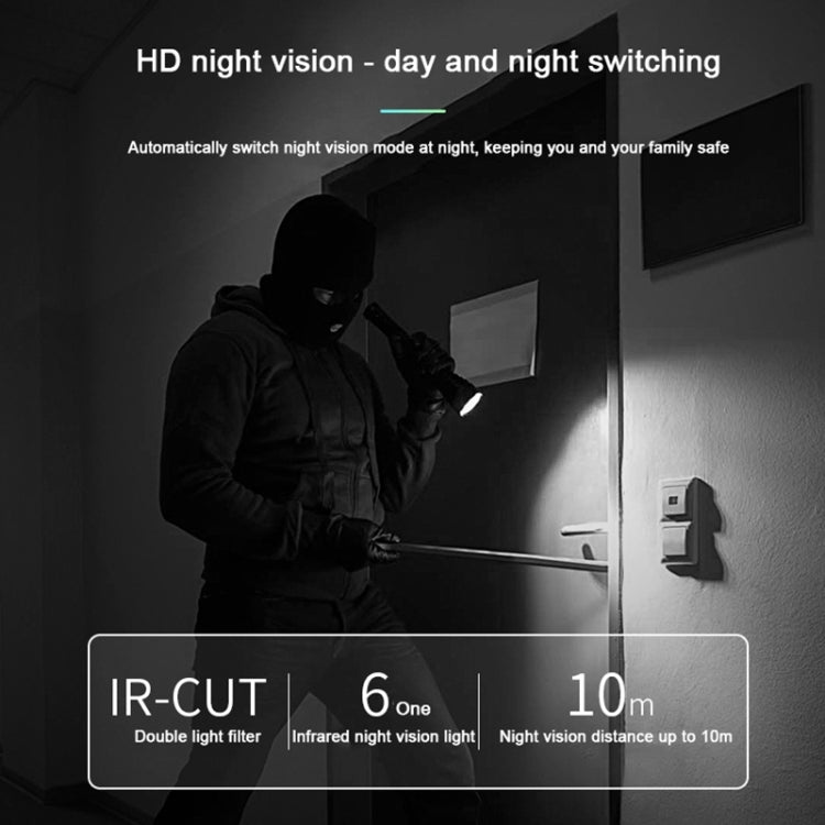 Y10C Smart 1080P 2.0MP Security WiFi Video Camera, Support Monitor Detection & IR Night Vision & TF Card(White)