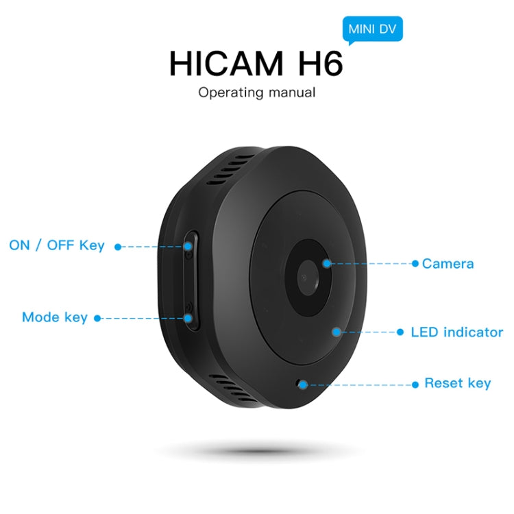 H6 HD1080P P2P Wearable Mini DV Camera, with IR Night Vision & Imported High-Definition Lens(Black)