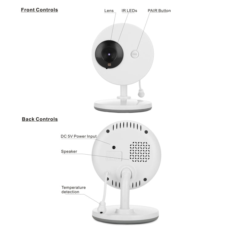 3.5 Inch Larger Screen Display Wireless Digital Monitoring Camera Baby Career  Monitor Wireless Baby Monitor, EU Plug SP851(Black White)