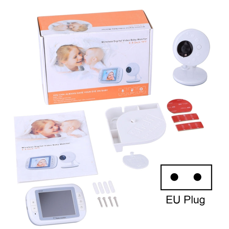3.5 Inch Larger Screen Display Wireless Digital Monitoring Camera Baby Career  Monitor Wireless Baby Monitor, EU Plug SP851(Black White)