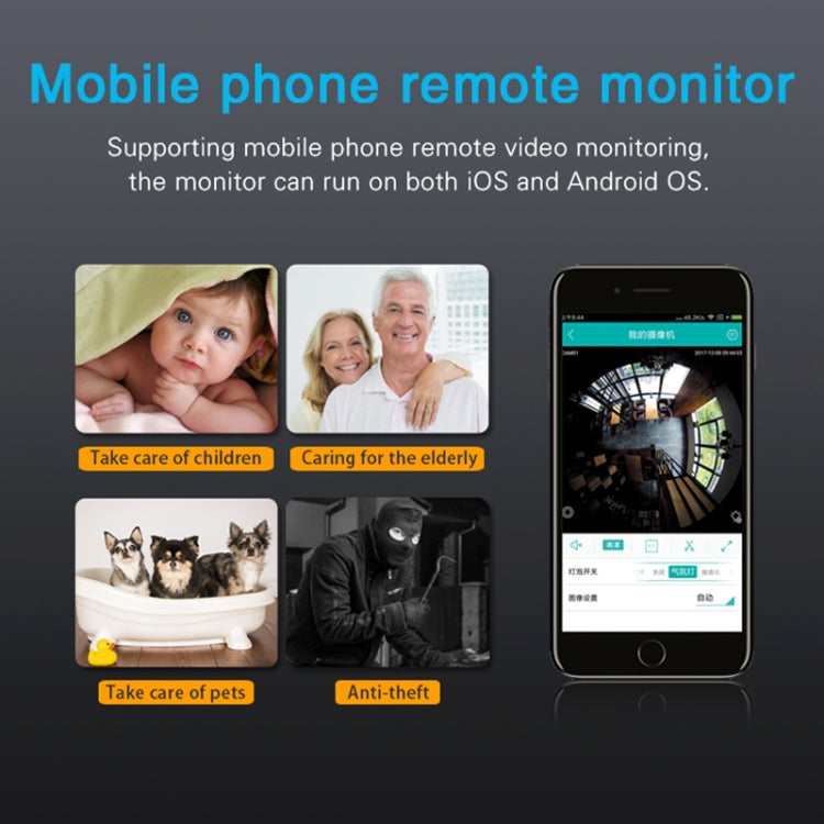S6 Smart Home Monitor, Built-in Microphone, Supports WIFI &155 degree Wide-angle Lens & TF Card & USB & Plug